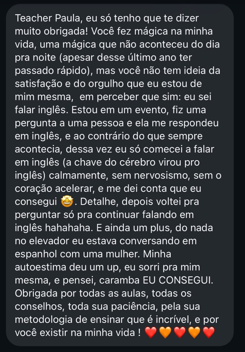 Depoimento de aluna